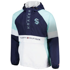 Seattle Kraken Tommy Hilfiger Raglan Half-Zip Jacket - Deep Sea Blue/White | NHL Clearance