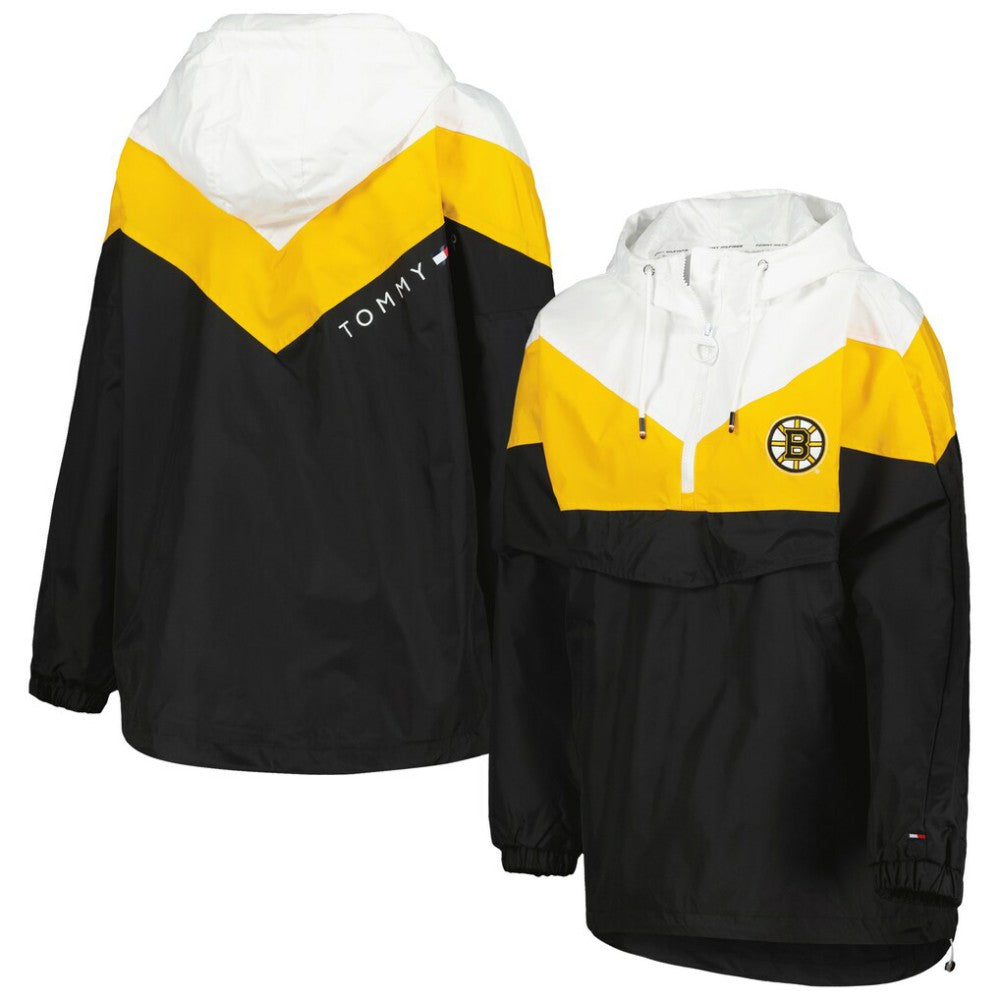Boston Bruins Tommy Hilfiger Women's Staci Half-Zip Windbreaker Jacket - Black/Gold | NHL sale