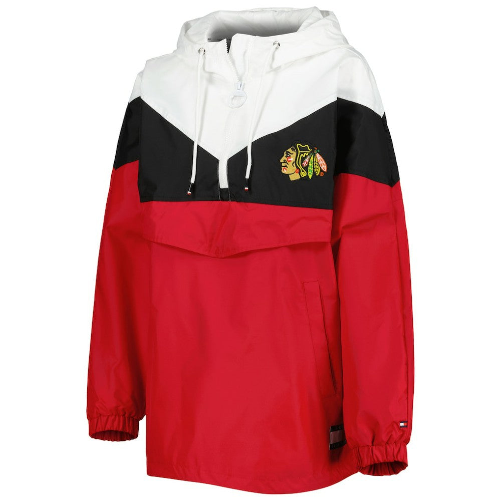 Chicago Blackhawks Tommy Hilfiger Women's Staci Half-Zip Windbreaker Jacket - Black/Red | NHL on sale