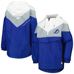 Tampa Bay Lightning Tommy Hilfiger Women's Staci Half-Zip Windbreaker Jacket - Blue/Silver | NHL Clearance