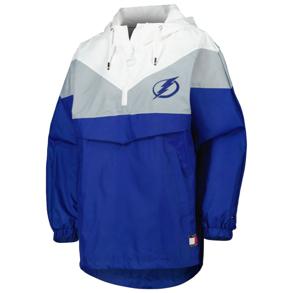 Tampa Bay Lightning Tommy Hilfiger Women's Staci Half-Zip Windbreaker Jacket - Blue/Silver | NHL Clearance