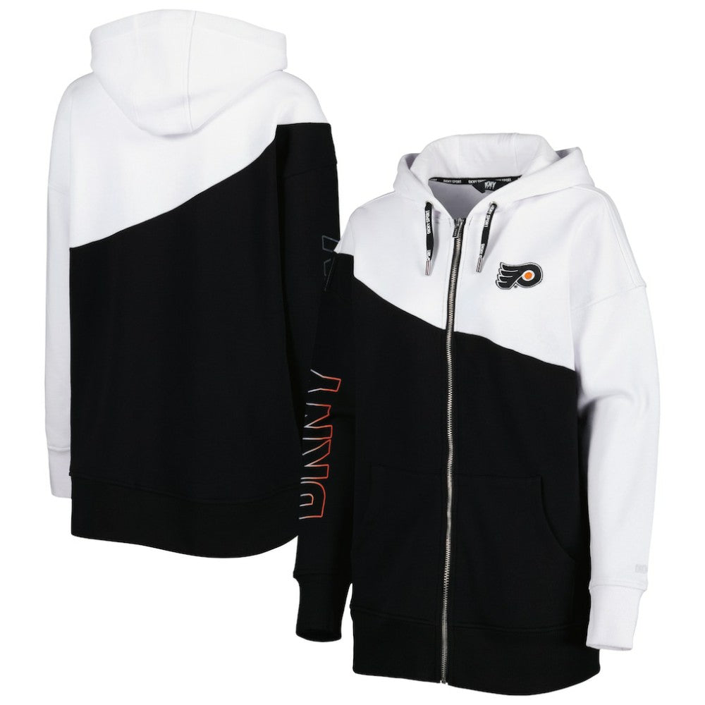 Philadelphia Flyers DKNY Sport Women's Gina Full-Zip Hoodie - Black/White | NHL on sale