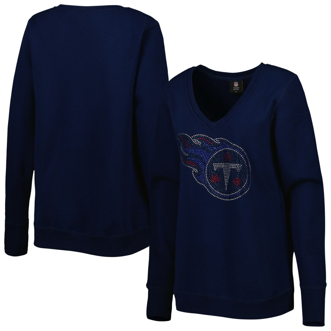Tennessee Titans Cuce Women's Deep V-Neck Pullover Sweatshirt - Navy - NFL