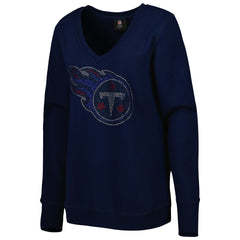 Tennessee Titans Cuce Women's Deep V-Neck Pullover Sweatshirt - Navy - NFL
