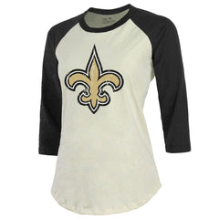 Tyrann Mathieu New Orleans Saints Majestic Threads Women's Player Name & Number Tri-Blend Three-Quarter Sleeve T-Shirt - Cream - NFL