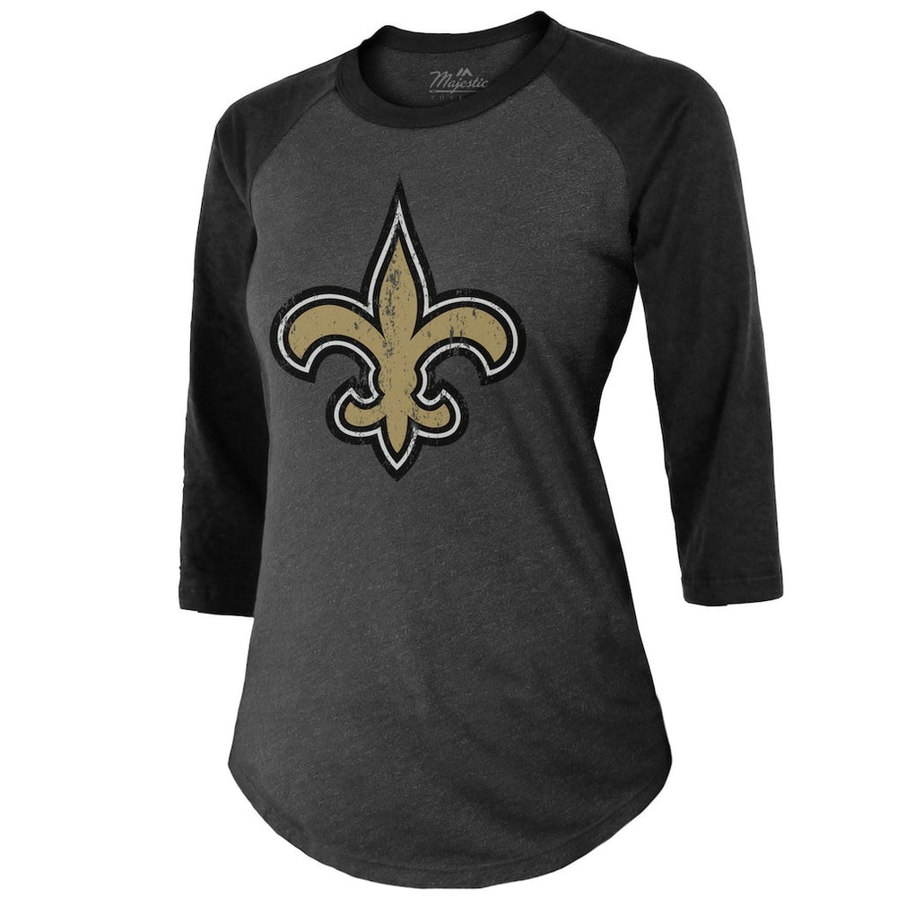 Tyrann Mathieu New Orleans Saints Majestic Threads Women's Name & Number Raglan 3/4 Sleeve T-Shirt - Black - NFL