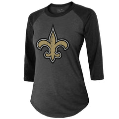 Tyrann Mathieu New Orleans Saints Majestic Threads Women's Name & Number Raglan 3/4 Sleeve T-Shirt - Black - NFL