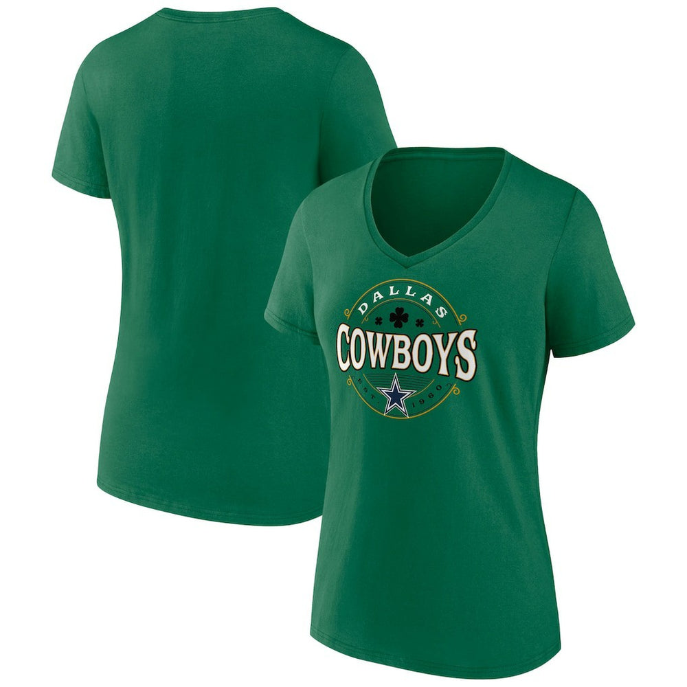 Dallas Cowboys Women's Lucky Celtic V-Neck T-Shirt - Green - Fanatics