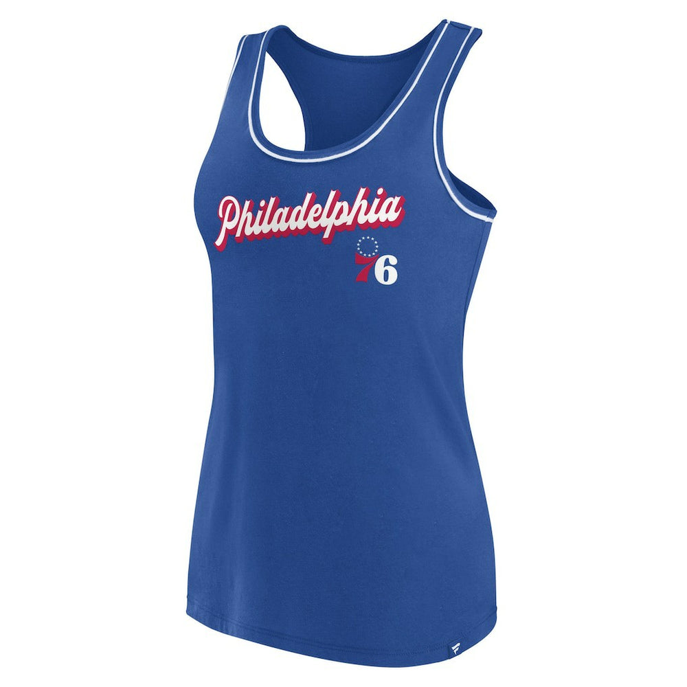 Fanatics Philadelphia 76ers Women's Wordmark Logo Racerback Tank Top Royal