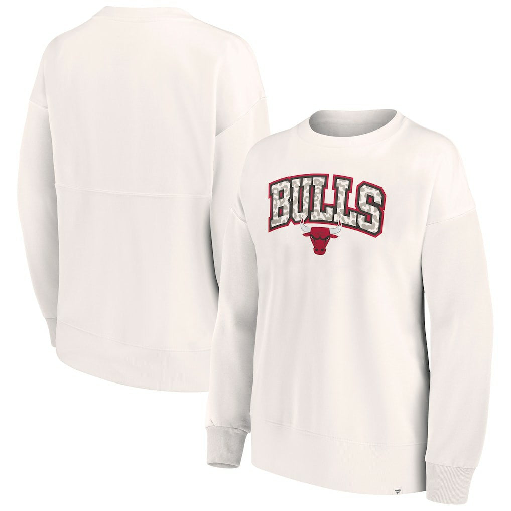 Fanatics Chicago Bulls Women's Tonal Leopard Pullover Sweatshirt White
