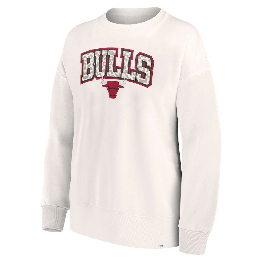 Fanatics Chicago Bulls Women's Tonal Leopard Pullover Sweatshirt White