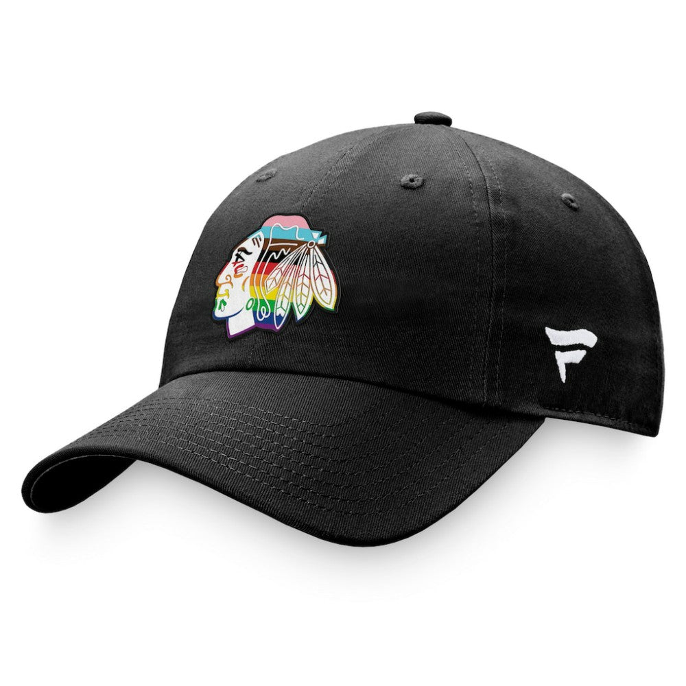 Chicago Blackhawks Fanatics Team Logo Pride Adjustable Hat - Black | Fanatics Lifestyle