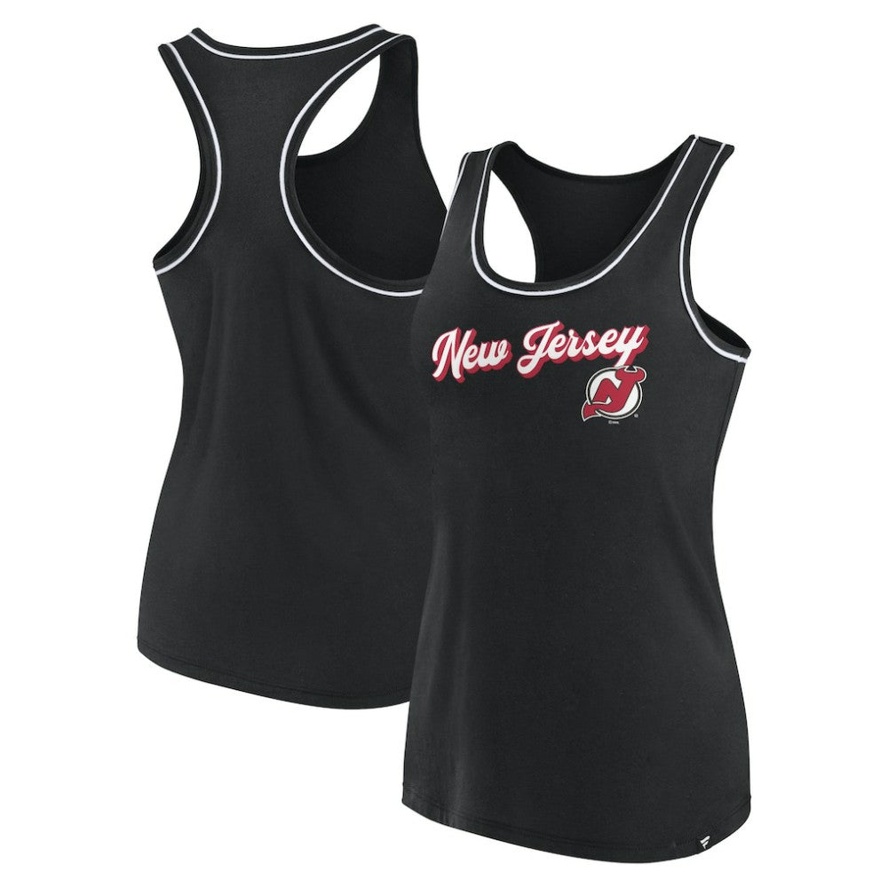 New Jersey Devils Fanatics Women's Wordmark Logo Racerback Scoop Neck Tank Top - Black | Fanatics on sale