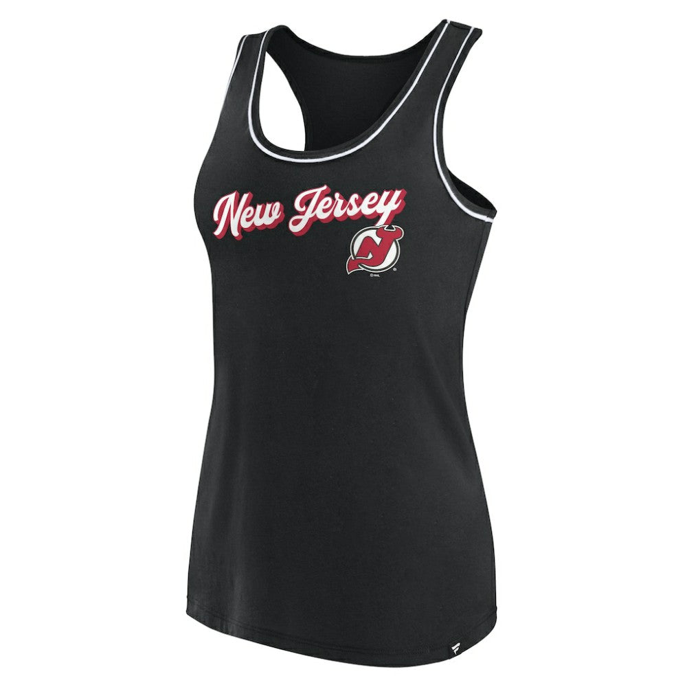 New Jersey Devils Fanatics Women's Wordmark Logo Racerback Scoop Neck Tank Top - Black | Fanatics on sale
