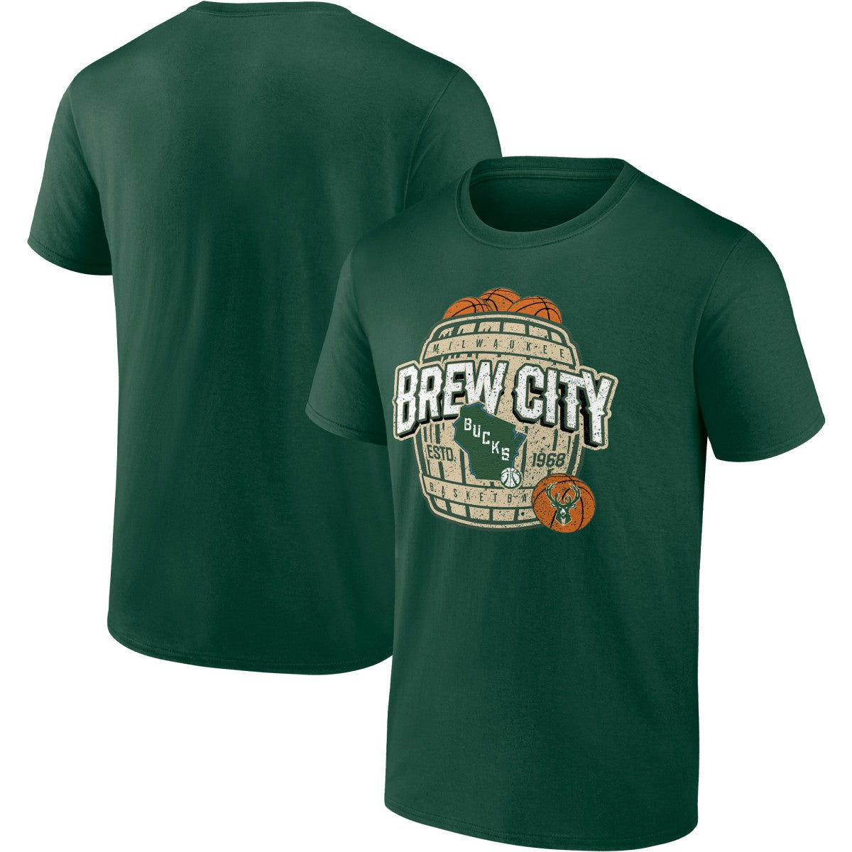Fanatics Milwaukee Bucks Brew City Hometown Collection T-Shirt Hunter Green