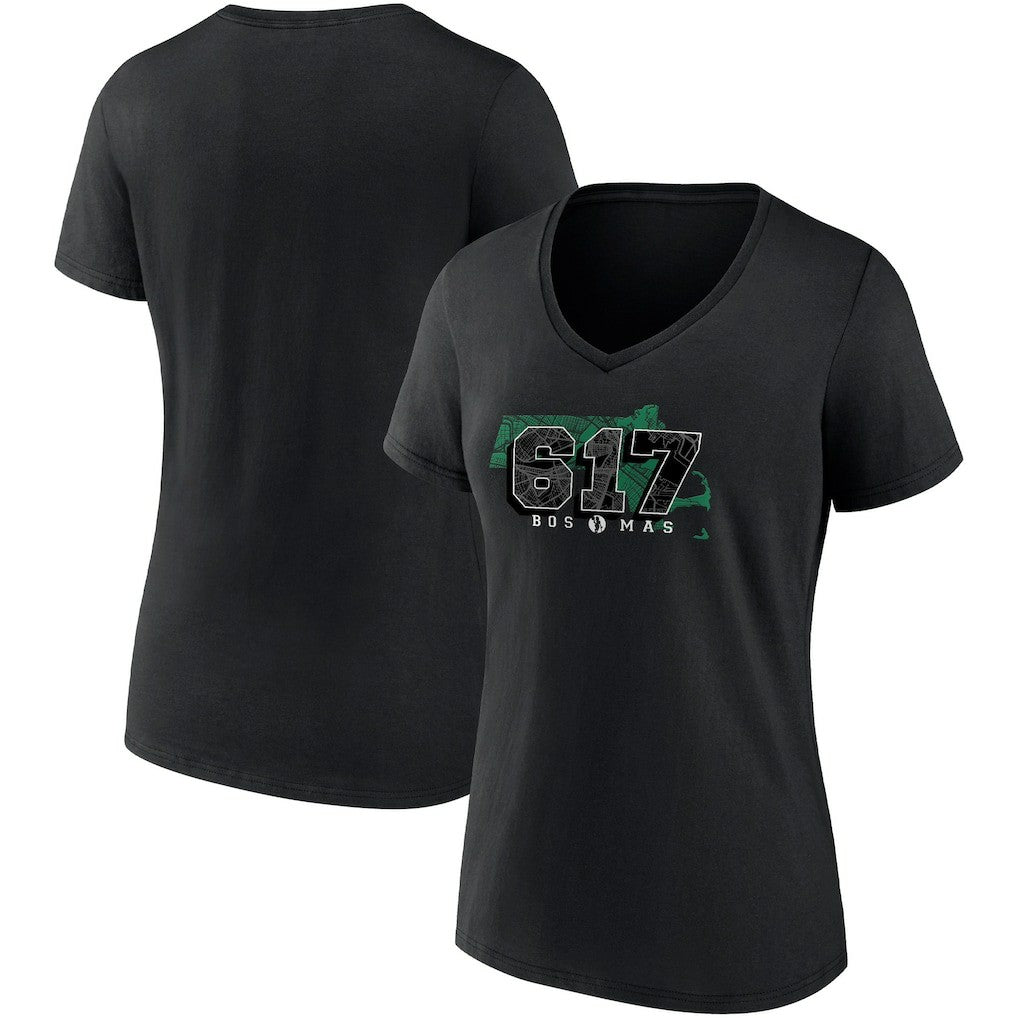 Fanatics Boston Celtics Women's Hometown Collection 617 V-Neck T-Shirt Black