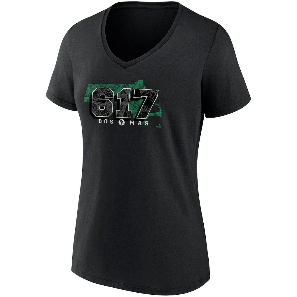 Fanatics Boston Celtics Women's Hometown Collection 617 V-Neck T-Shirt Black