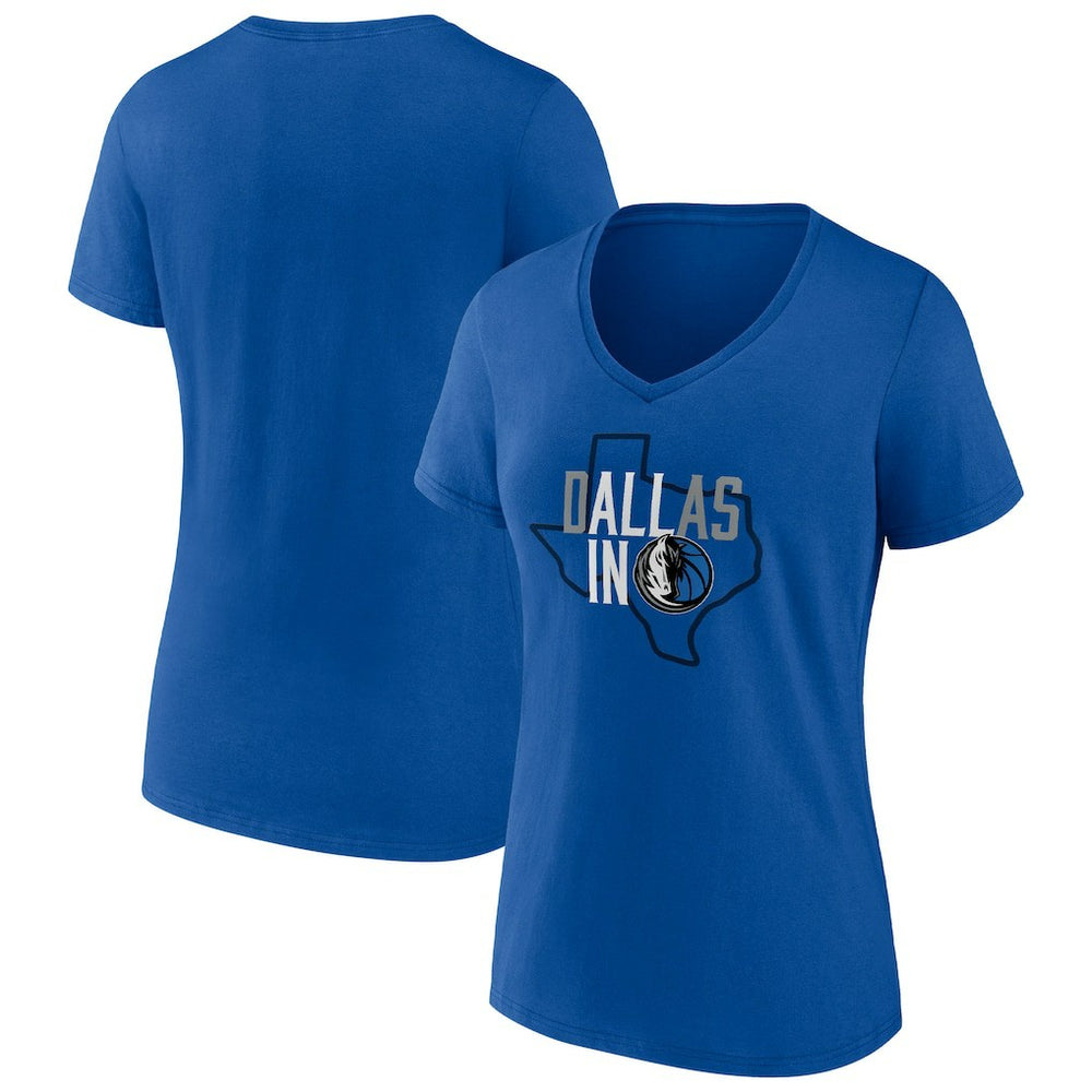 Fanatics Dallas Mavericks Women's Hometown Collection All In V-Neck T-Shirt Blue