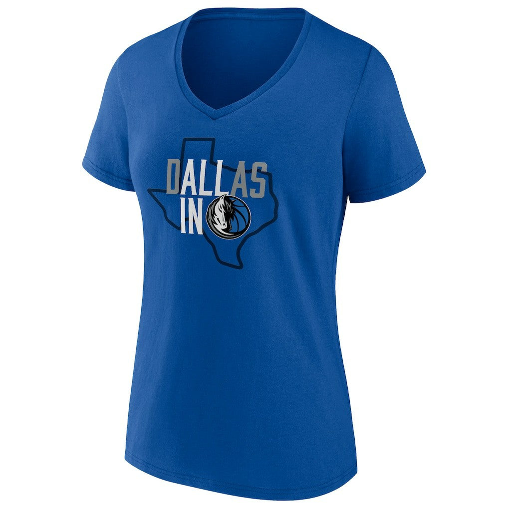 Fanatics Dallas Mavericks Women's Hometown Collection All In V-Neck T-Shirt Blue