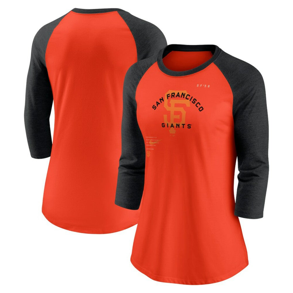 San Francisco Giants Nike Women's Next Up Tri-Blend Raglan 3/4-Sleeve T-Shirt Near Me
