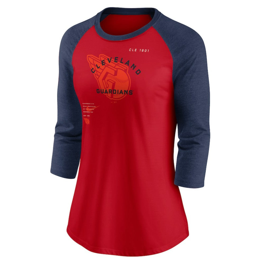 Cleveland Guardians Nike Women's Next Up Tri-Blend Raglan 3/4-Sleeve T-Shirt Outlet