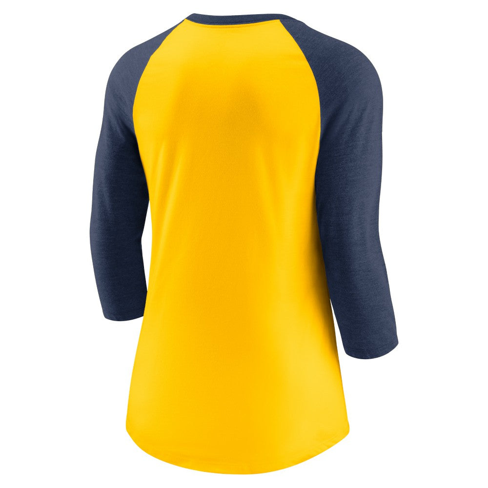 Milwaukee Brewers Nike Women's Next Up Tri-Blend Raglan 3/4-Sleeve T-Shirt Outlet