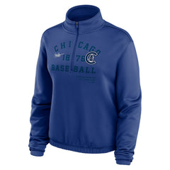 Chicago Cubs Nike Women's Rewind Splice Half-Zip Semi-Cropped Bubble Hem Sweatshirt Discount