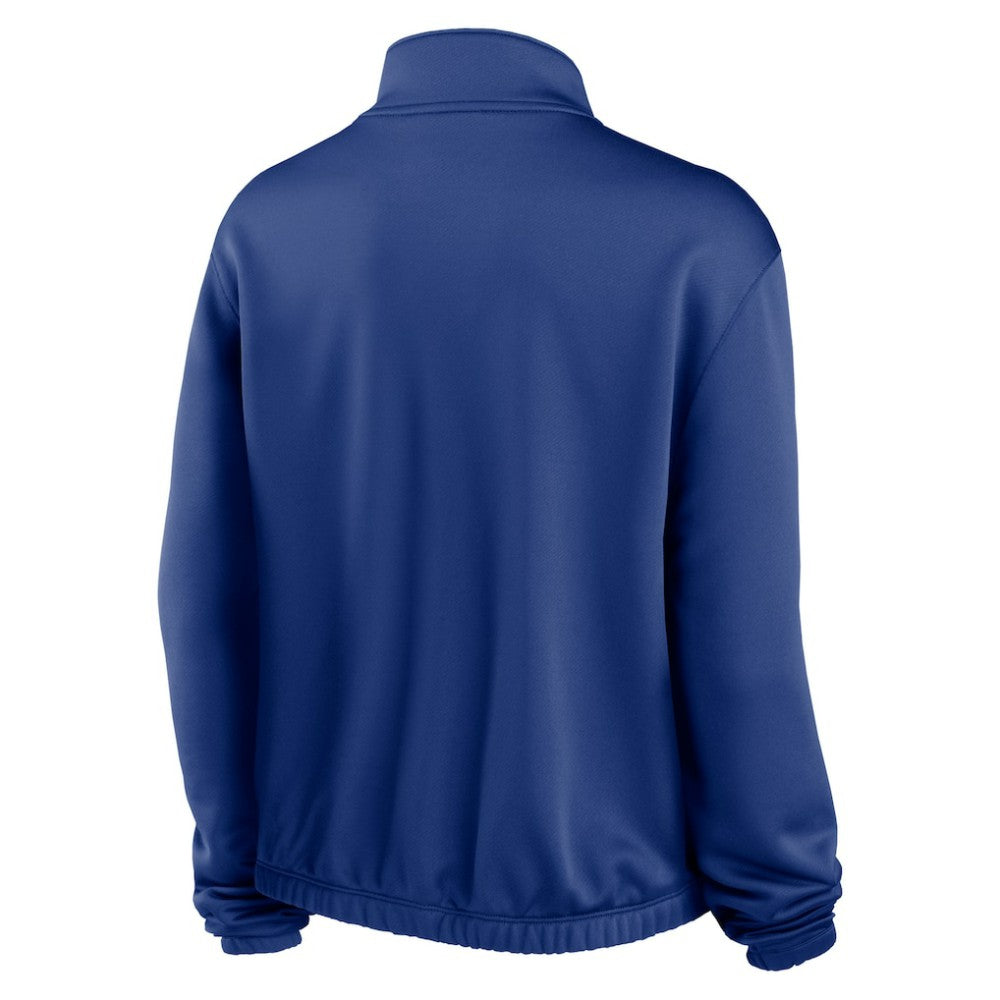 Chicago Cubs Nike Women's Rewind Splice Half-Zip Semi-Cropped Bubble Hem Sweatshirt Discount