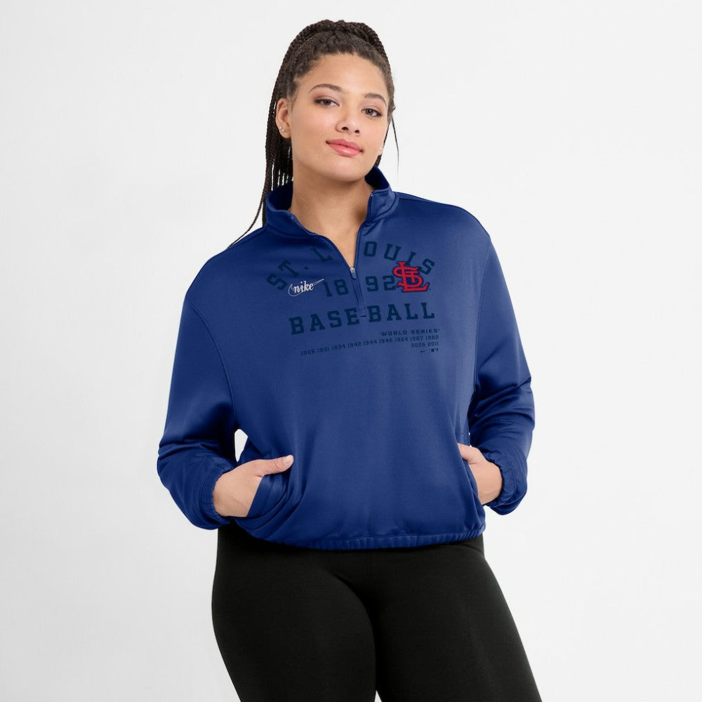 St. Louis Cardinals Nike Women's Rewind Splice Half-Zip Semi-Cropped Bubble Hem Sweatshirt Near Me