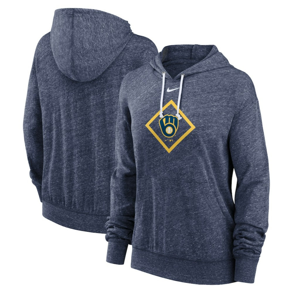Milwaukee Brewers Nike Women's Diamond Icon Gym Vintage Lightweight Hooded Top Outlet