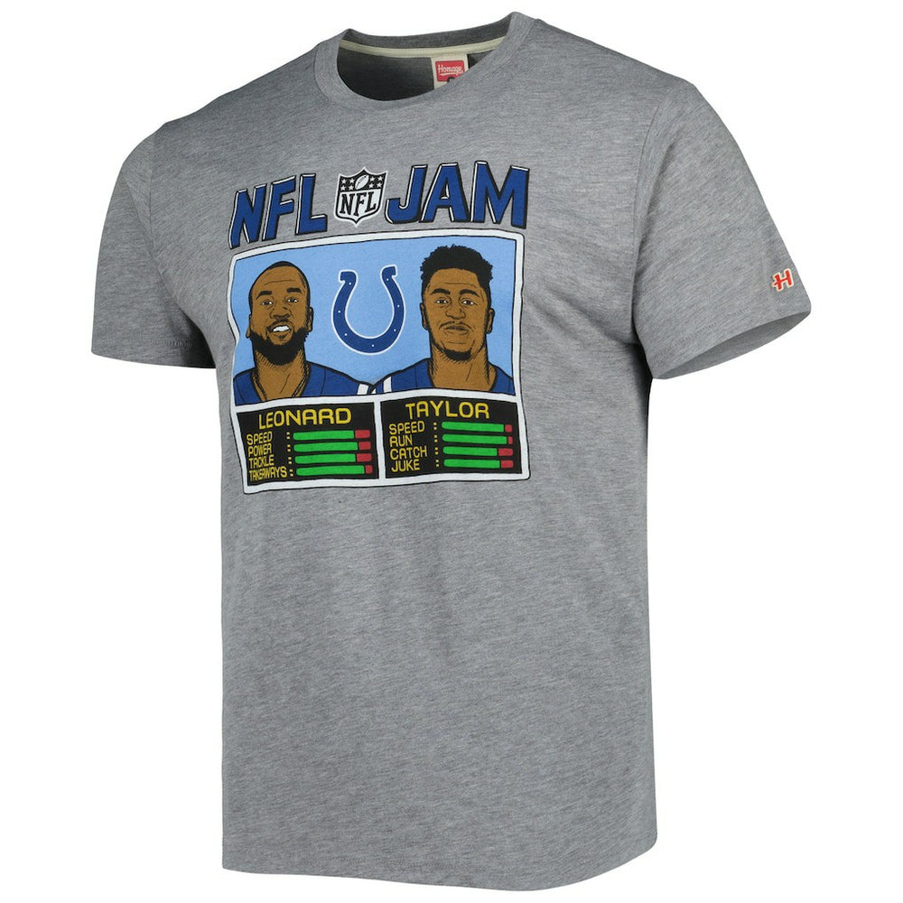 Jonathan Taylor & Shaquille Leonard Indianapolis Colts Homage Unisex NFL Jam Tri-Blend T-Shirt - Heather Gray - NFL
