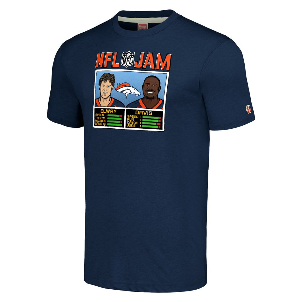 John Elway & Terrell Davis Denver Broncos Homage Unisex NFL Jam Retired Tri-Blend T-Shirt - Navy - NFL