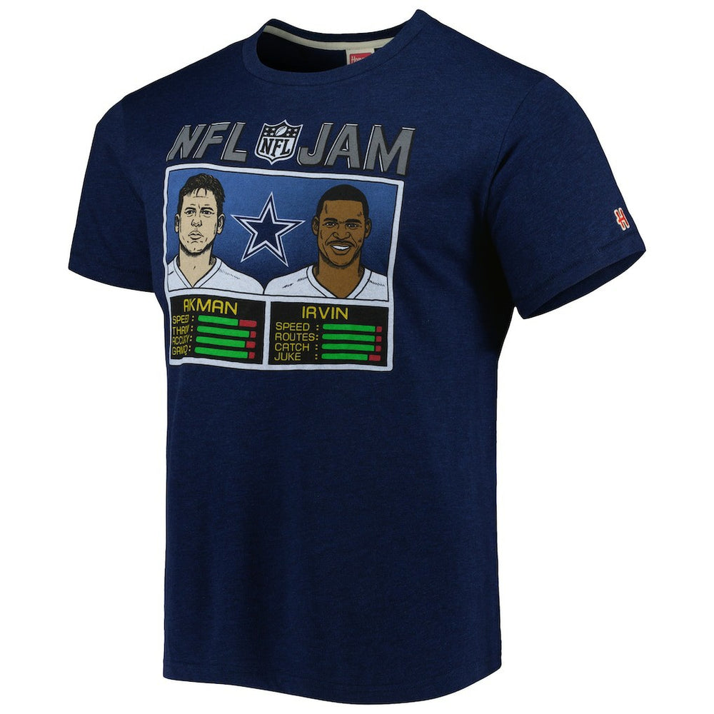 Troy Aikman & Michael Irvin Dallas Cowboys Homage Unisex NFL Jam Retired Tri-Blend T-Shirt - Heather Navy - NFL
