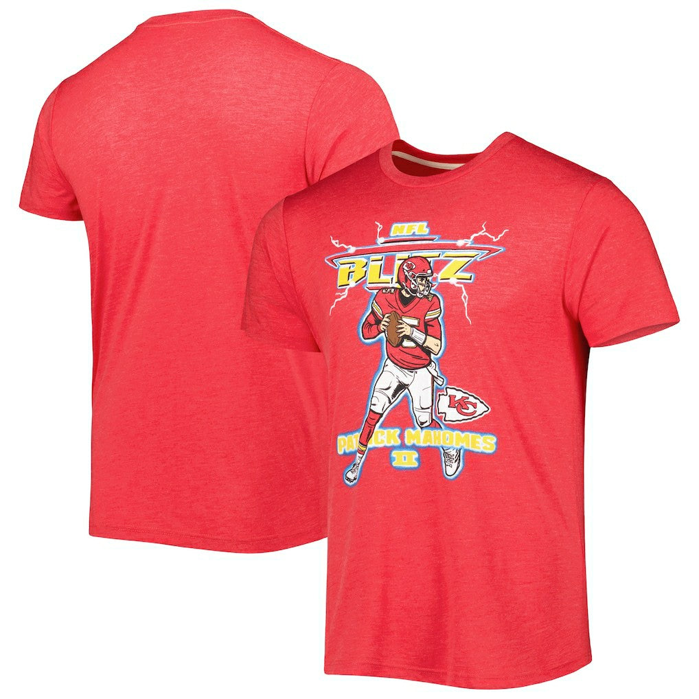 Patrick Mahomes Kansas City Chiefs Homage Unisex NFL Blitz Player Tri-Blend T-Shirt - Heathered Heather Red - NFL