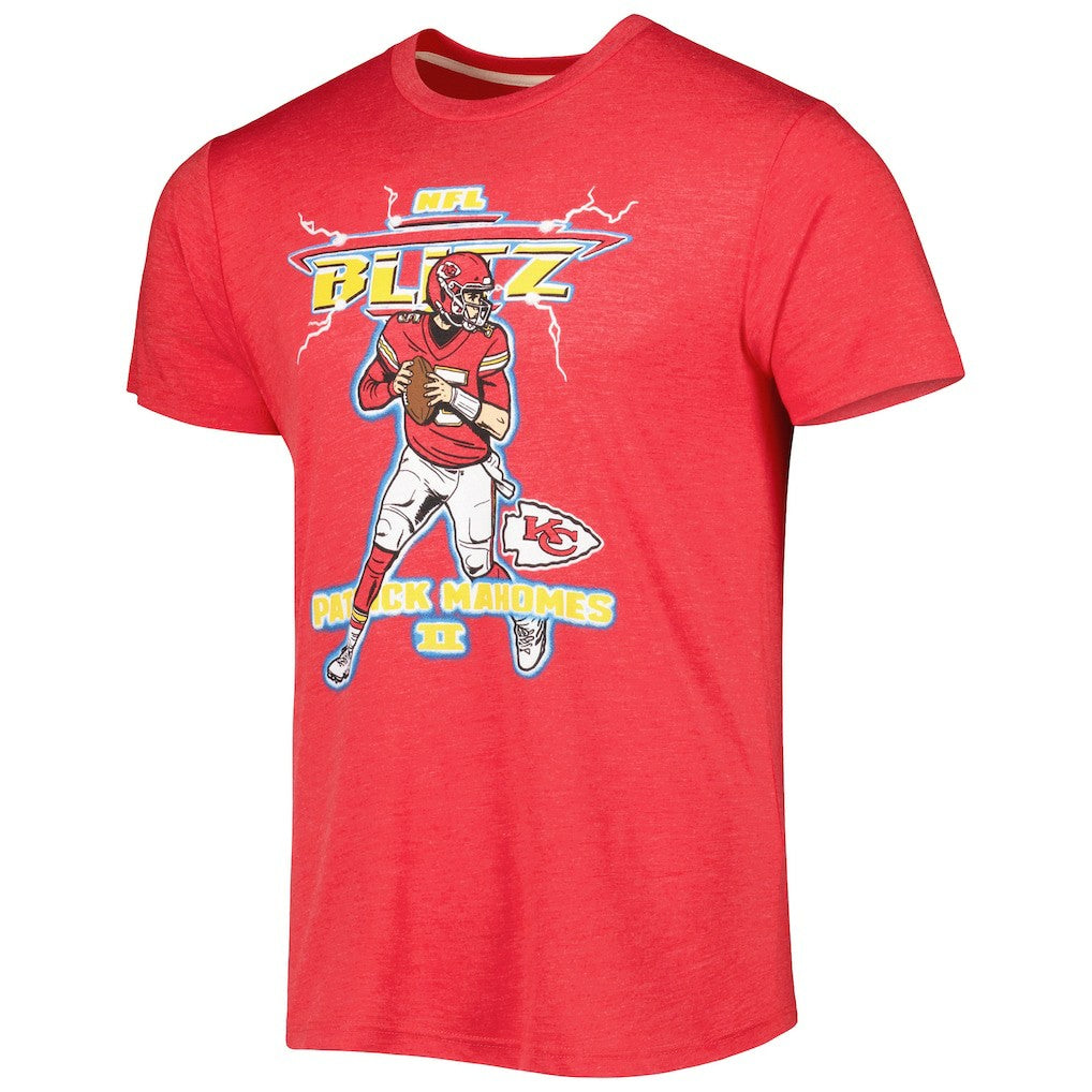 Patrick Mahomes Kansas City Chiefs Homage Unisex NFL Blitz Player Tri-Blend T-Shirt - Heathered Heather Red - NFL