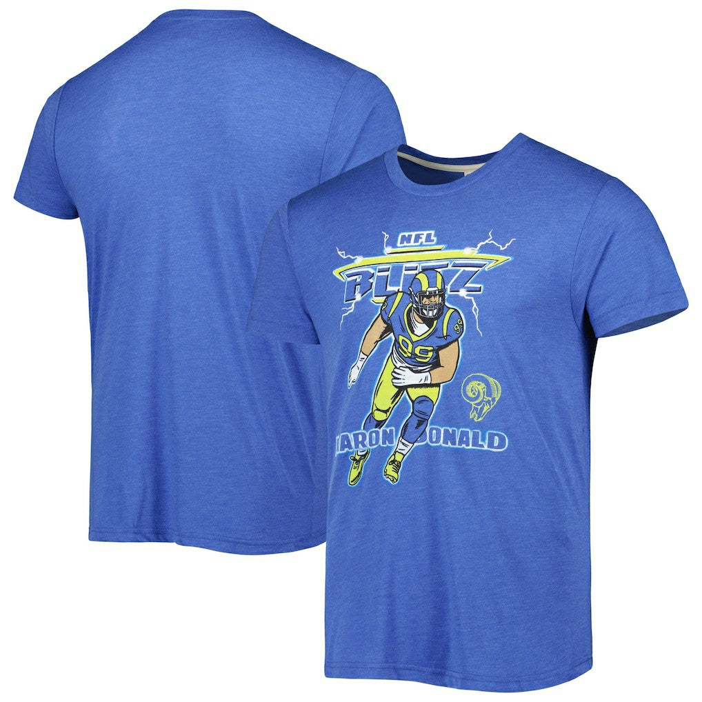 Aaron Donald Los Angeles Rams Homage Unisex NFL Blitz Player Tri-Blend T-Shirt - Heather Royal - NFL