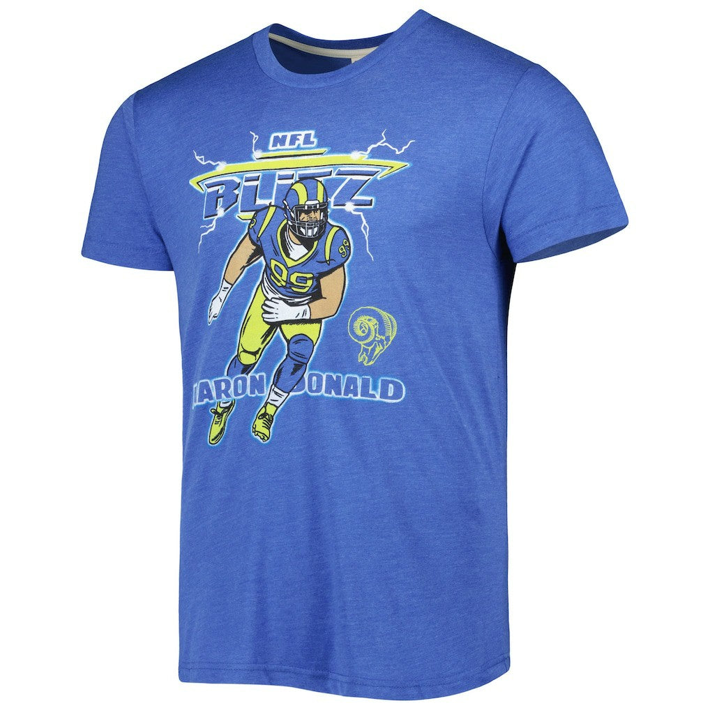 Aaron Donald Los Angeles Rams Homage Unisex NFL Blitz Player Tri-Blend T-Shirt - Heather Royal - NFL