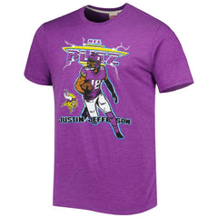 Justin Jefferson Minnesota Vikings Homage Unisex NFL Blitz Player Tri-Blend T-Shirt - Heathered Heather Purple - NFL