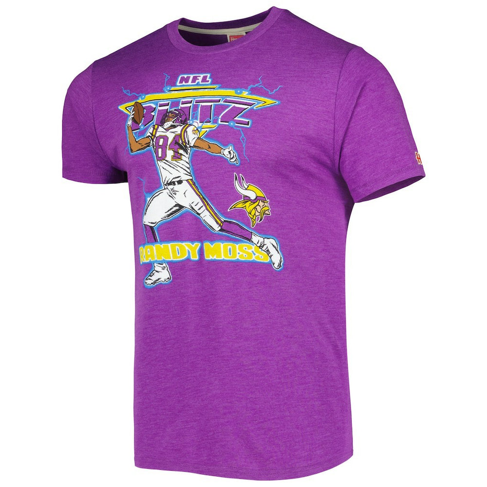 Randy Moss Minnesota Vikings Homage Unisex NFL Blitz Retired Player Tri-Blend T-Shirt - Heathered Purple - NFL