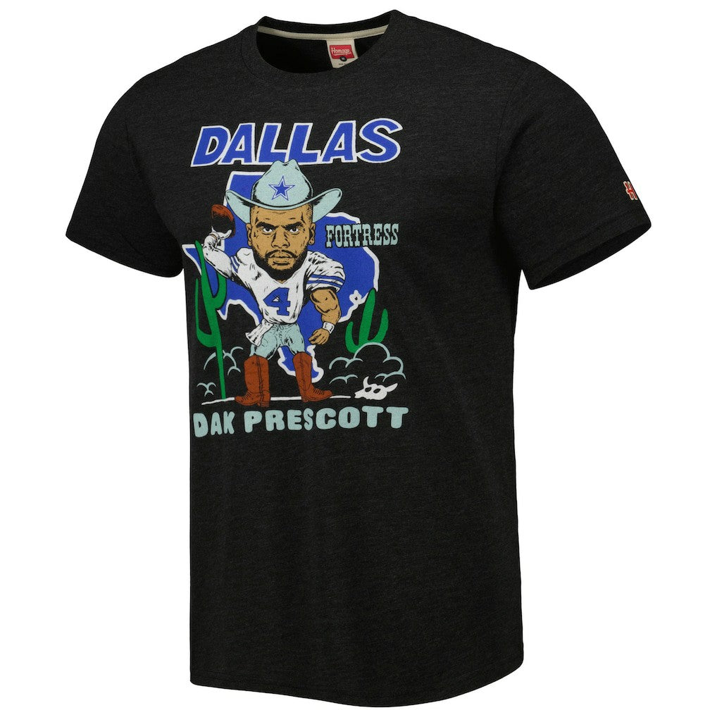 Dak Prescott Dallas Cowboys Homage Unisex Caricature Player Tri-Blend T-Shirt - Heather Black - NFL