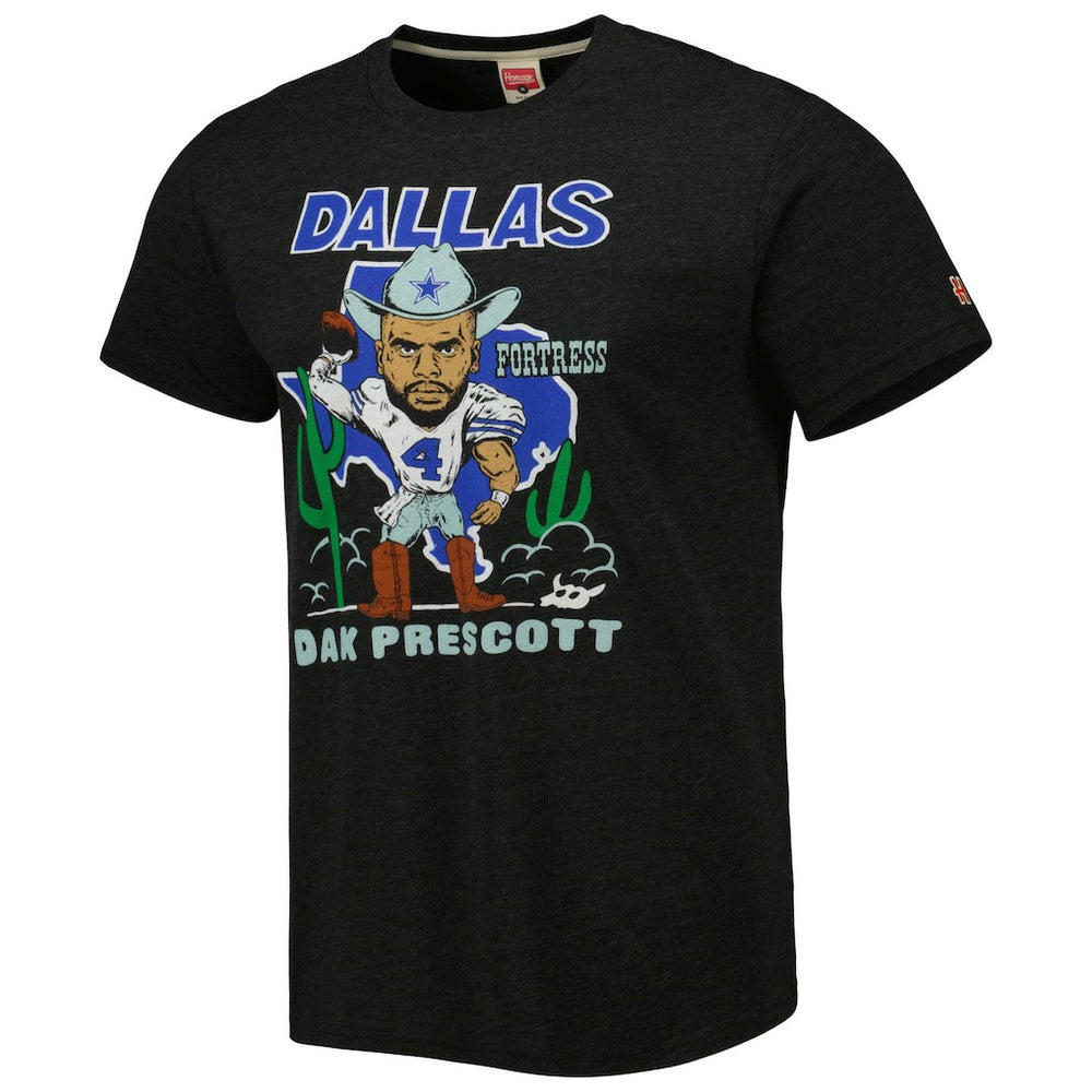 Dak Prescott Dallas Cowboys Homage Unisex Caricature Player Tri-Blend T-Shirt - Heather Black - NFL