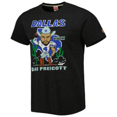 Dak Prescott Dallas Cowboys Homage Unisex Caricature Player Tri-Blend T-Shirt - Heather Black - NFL