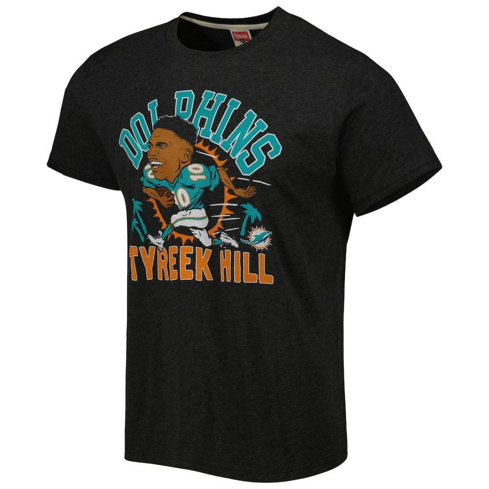 Tyreek Hill Miami Dolphins Homage Unisex Caricature Player Tri-Blend T-Shirt - Heather Black - NFL