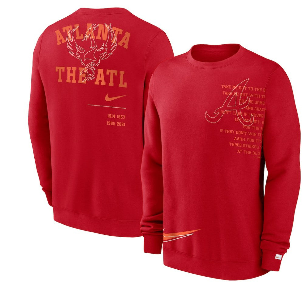 Atlanta Braves Nike Statement Ball Game Fleece Pullover Sweatshirt for sale