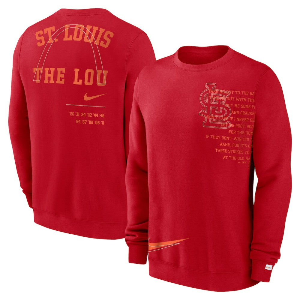St. Louis Cardinals Nike Statement Ball Game Fleece Pullover Sweatshirt Discount