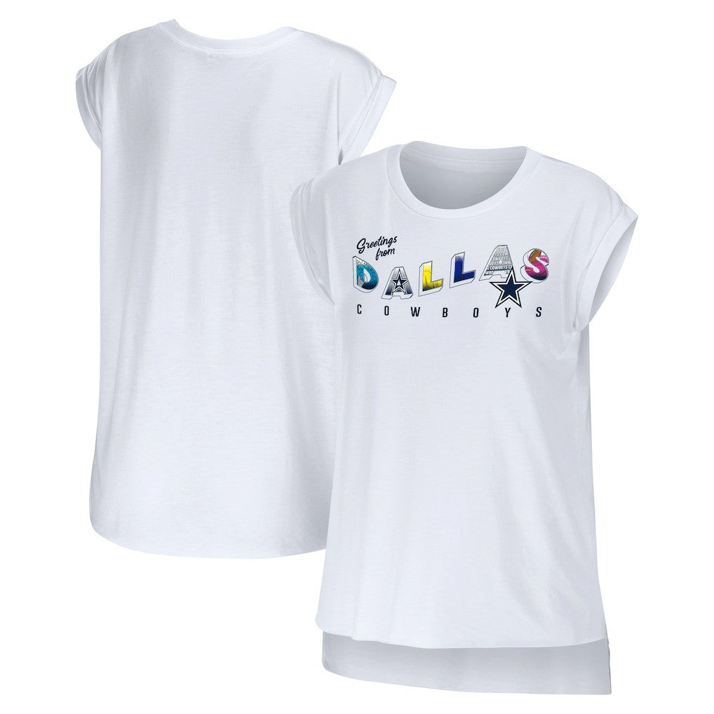 Dallas Cowboys WEAR by Erin Andrews Women's Greetings From Muscle T-Shirt - White - NFL