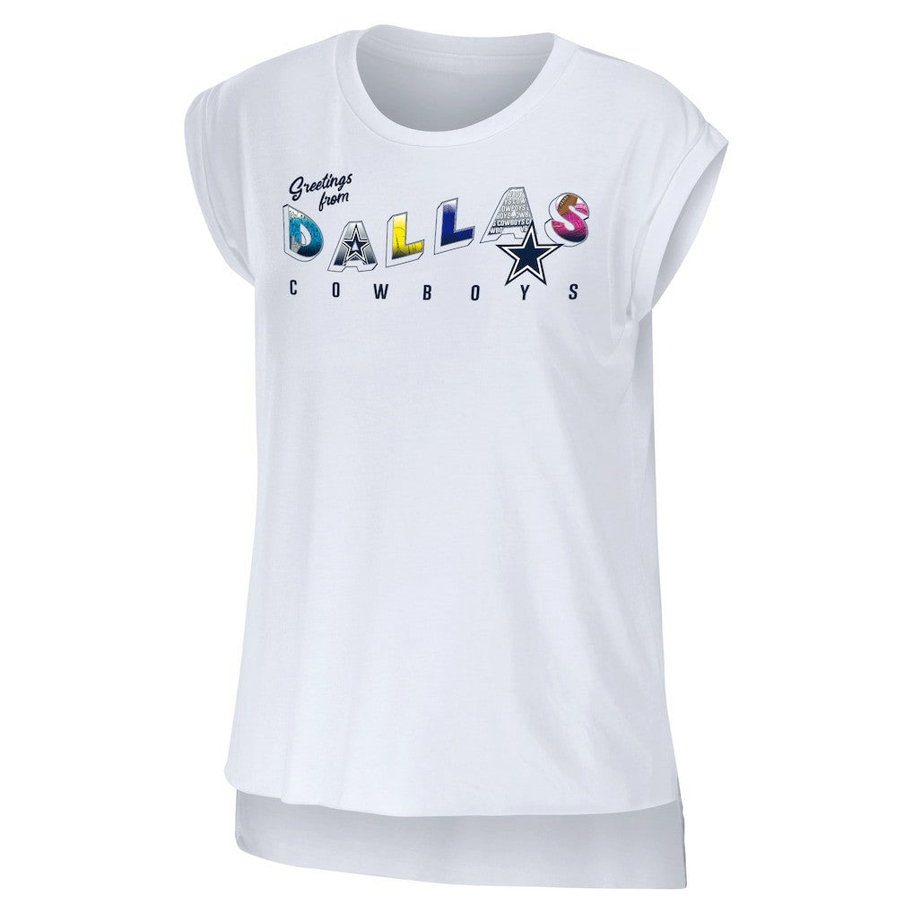 Dallas Cowboys WEAR by Erin Andrews Women's Greetings From Muscle T-Shirt - White - NFL