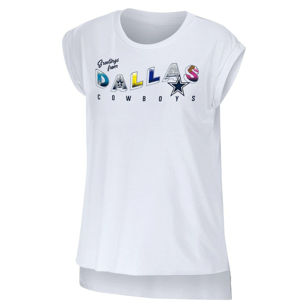 Dallas Cowboys WEAR by Erin Andrews Women's Greetings From Muscle T-Shirt - White - NFL
