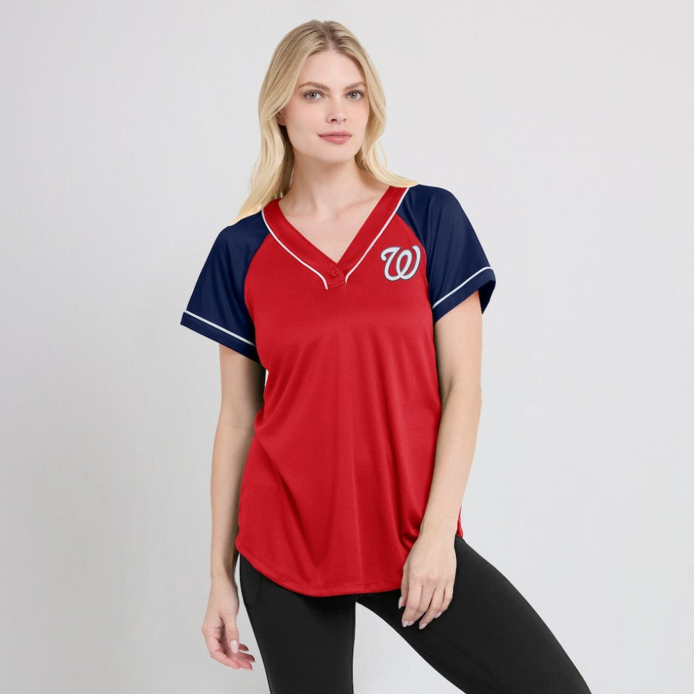 Washington Nationals Fanatics Women's Ultimate Style Raglan V-Neck T-Shirt Online