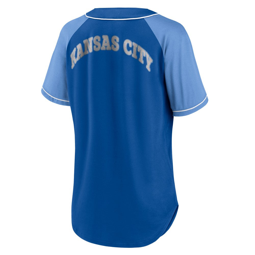 Kansas City Royals Fanatics Women's Ultimate Style Raglan V-Neck T-Shirt Discount